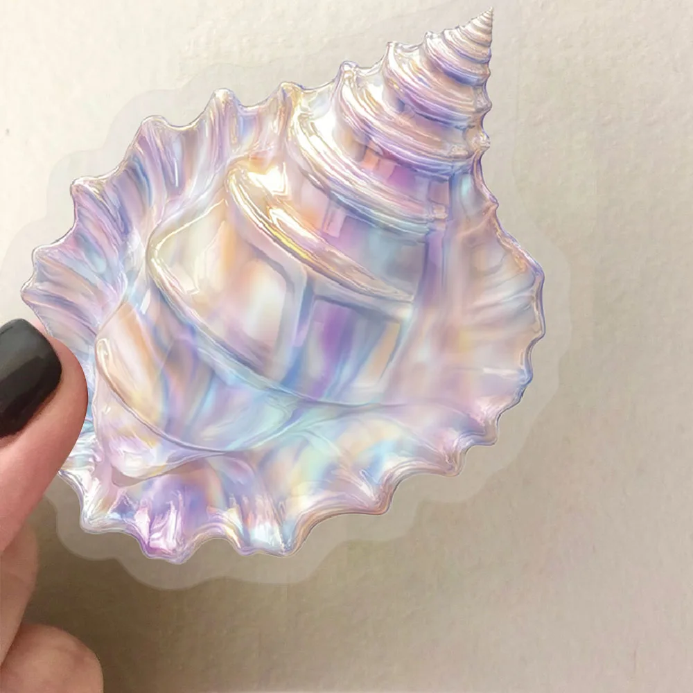 50 ชิ้นการ์ตูนเปลือกหอยกราฟฟิตี้สติกเกอร์ PET เปลือกหอยมุก DIY ตกแต่งสำหรับเด็กรางวัลเครื่องเขียนโน๊ตบุ๊คถ้วยน้ำกันน้ำ