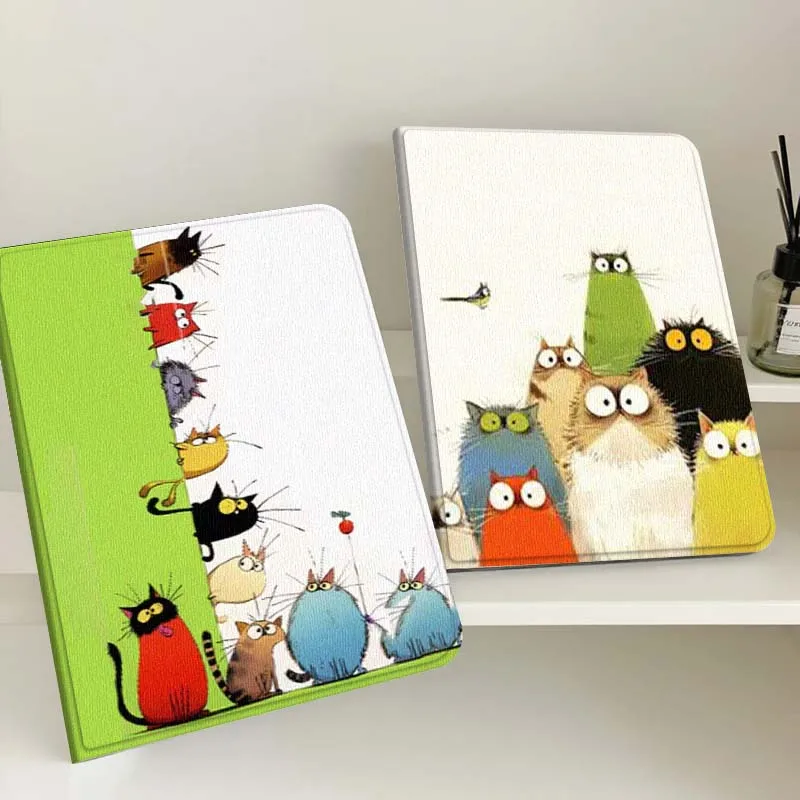 

Cute Cartoon Cat Art Gift For Apple iPad Pro Air 13 2 7th 6th 2025 M2 M3 M4 M512.9 13 inch Foldable Tablet Case