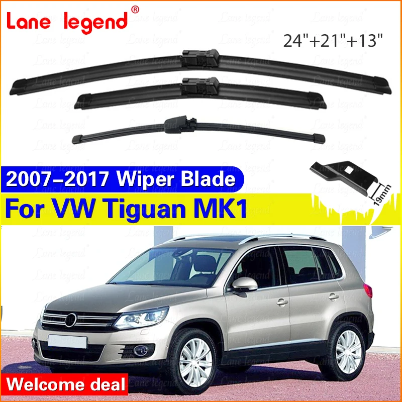 

3PCS For VW Tiguan MK1 2007-2017 24"+21"+13" Front Rear Wiper Blades Windshield Windscreen Window Cutter Accessories 2007 2008