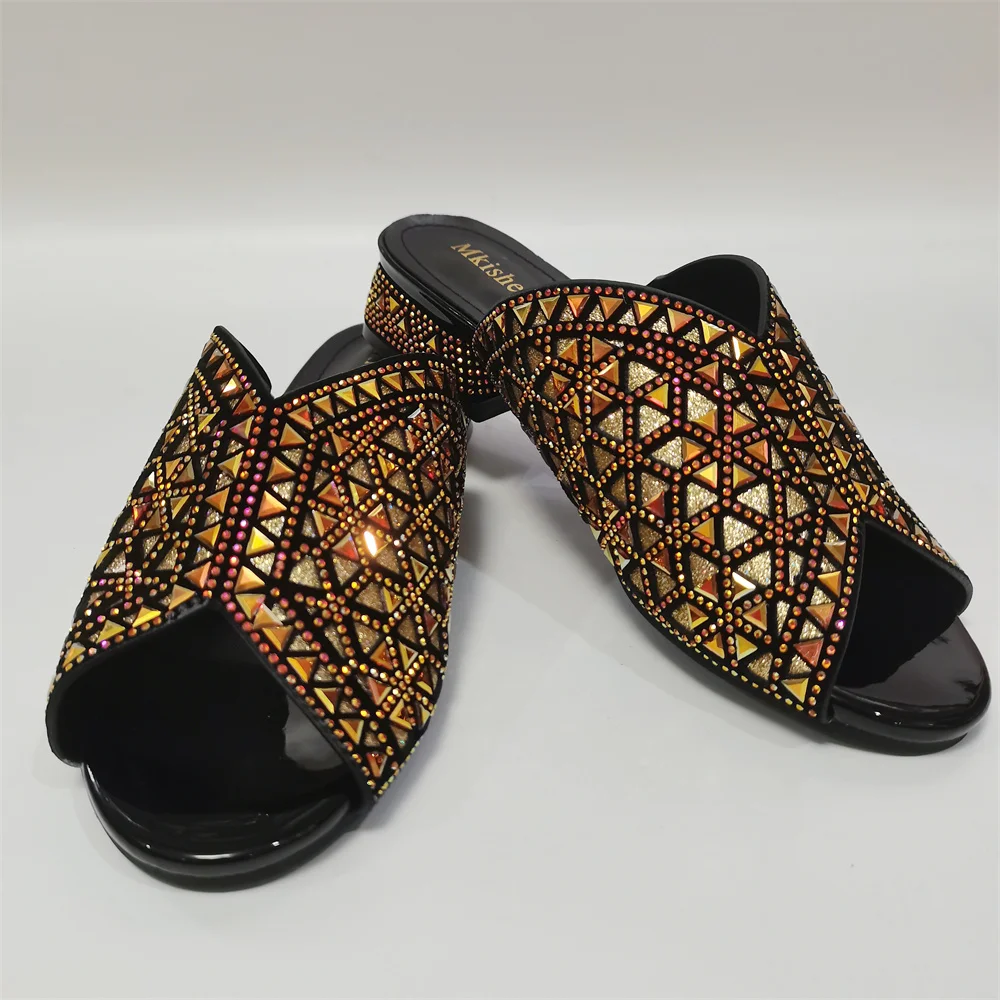 Fashion Women Rhinestone Shoes Comfortable Lady Casual Beach Shoes Rhinestone Slippers Female Peep-toe  Shoes F626-2