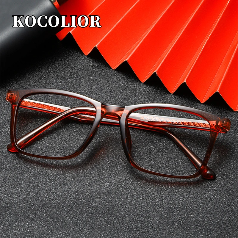 KOCOLIOR New Acetate Fiber Square Fashionable Retro Glasses Frame for Men and Women Personalized Optical Prescription Glasses