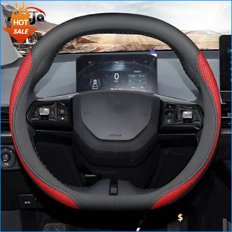 

Leather Car Steering Wheel Cover for Kia EV5 EV9 EV3 K4 2024 2025 2026 Breathable Non-slip Car-styling Auto Accessories