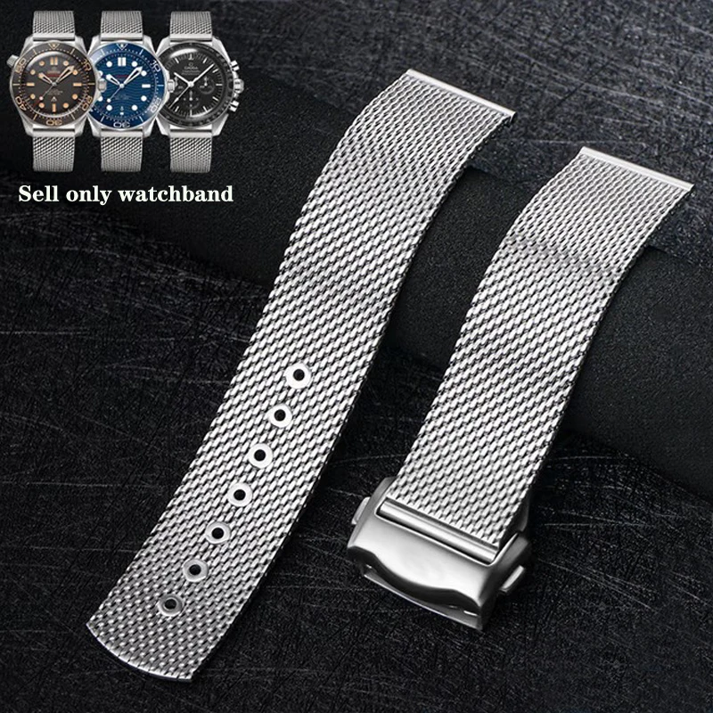 For Omega Seamaster Diver 300 007 Edition Milanese Watch Strap No Time To Die Stainless steel Metal Folding band 20mm Bracelet