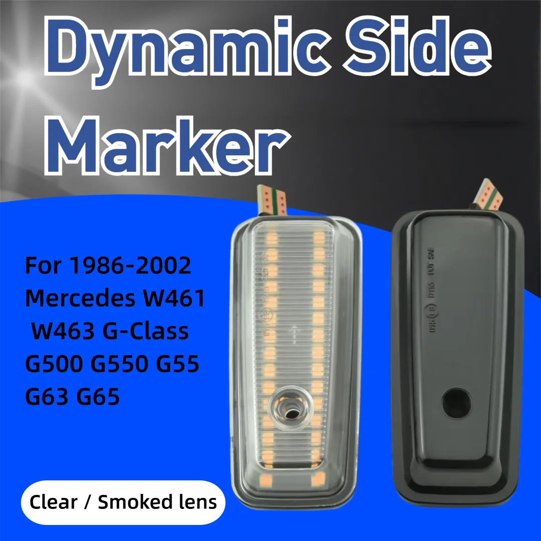 2PCS For 1986-2002 Mercedes W461 W463 G-Class G500 G550 G55 G63 G65 LED Dynamic Side Marker Repeater Light Turn Signal Lamp