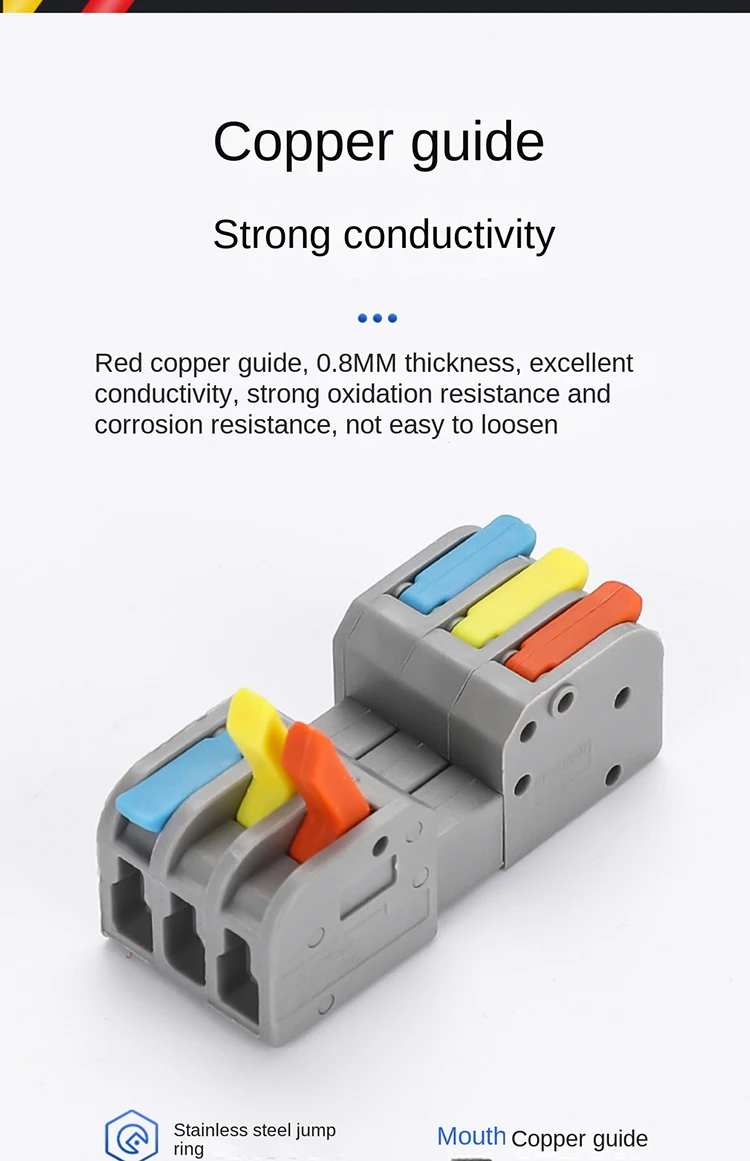 Männlich weiblich Docking Mini Quick Wire Connector Universelle kompakte elektrische Verkabelungsanschlüsse Push-in-Leiterklemmenblock – Detail 5