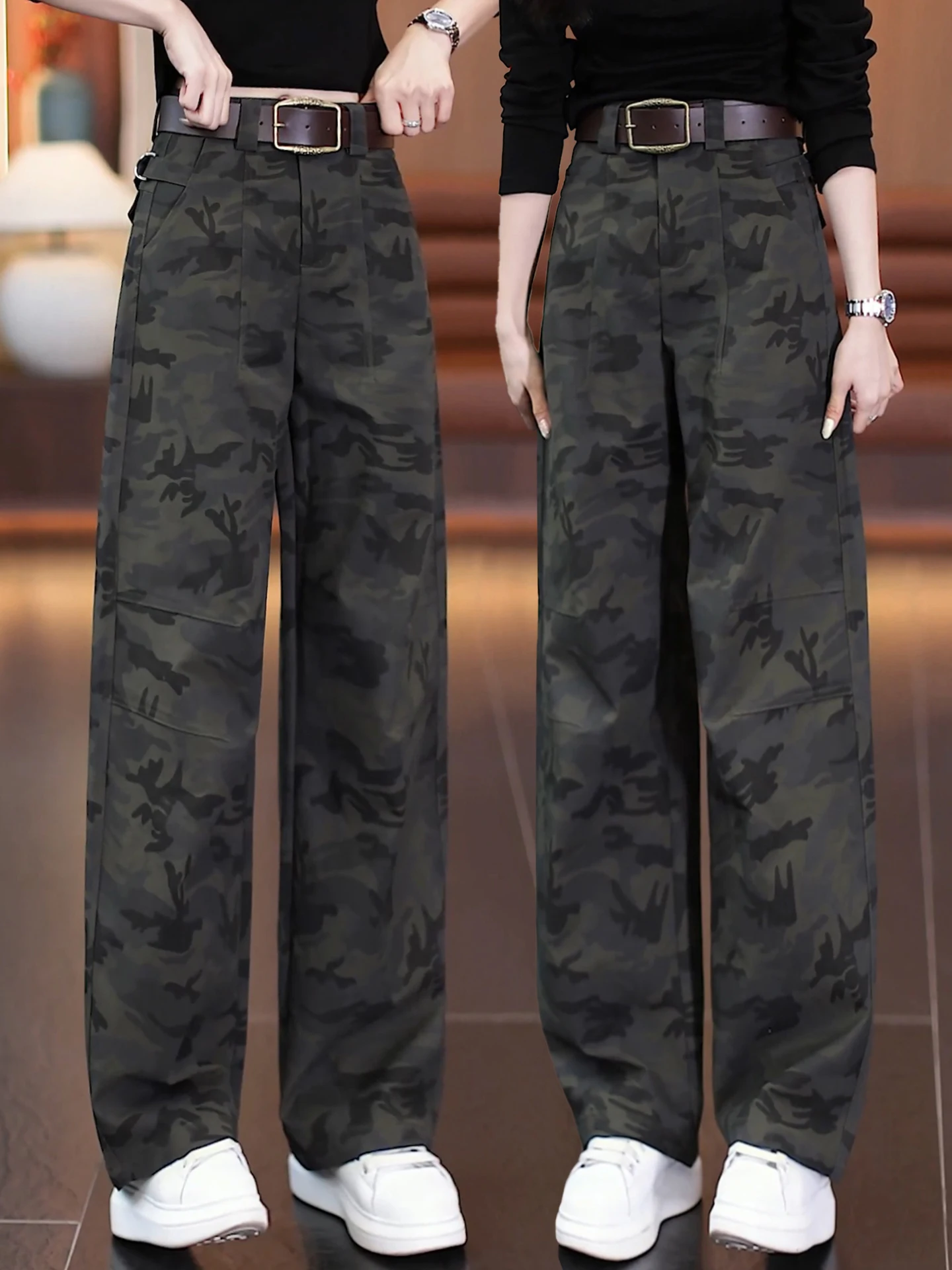 

High Waist Wide Leg Workwear Pants Women's Casual Straight Cut American Style Slimming Knife Spring Autumn New Arrival