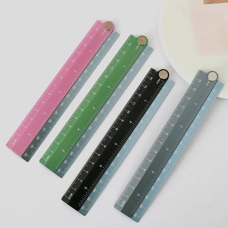 Aluminum Folding Ruler Centimeter Scale Metric Ruler Precision Measuring Tool Folding Ruler Drawing Rulers School Supplies