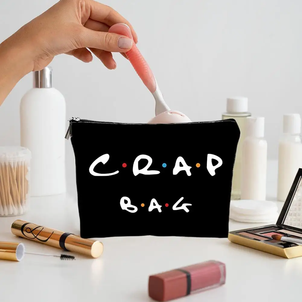 رسالة طباعة المرأة حقيبة مستحضرات التجميل خفيفة الوزن المحمولة السفر حقيبة أدوات الزينة الحد الأدنى مخزن للمكياج حقيبة سستة غسل حقيبة