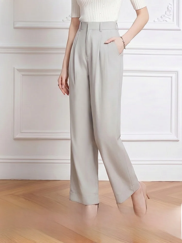 High Waist Wide Leg Pants Women's Fashion Casual Drapey Summer Slimming Straight Loose Professional Long Trousers
