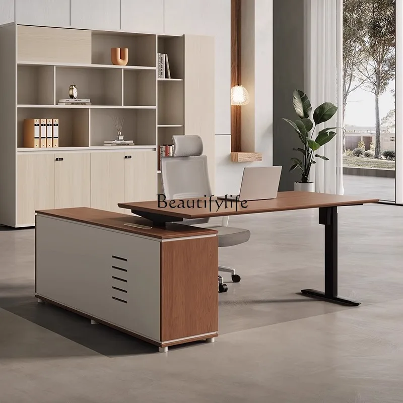 Intelligent Electric Lifting Office Boss Desk Double Motor Modern Simple Computer Desk