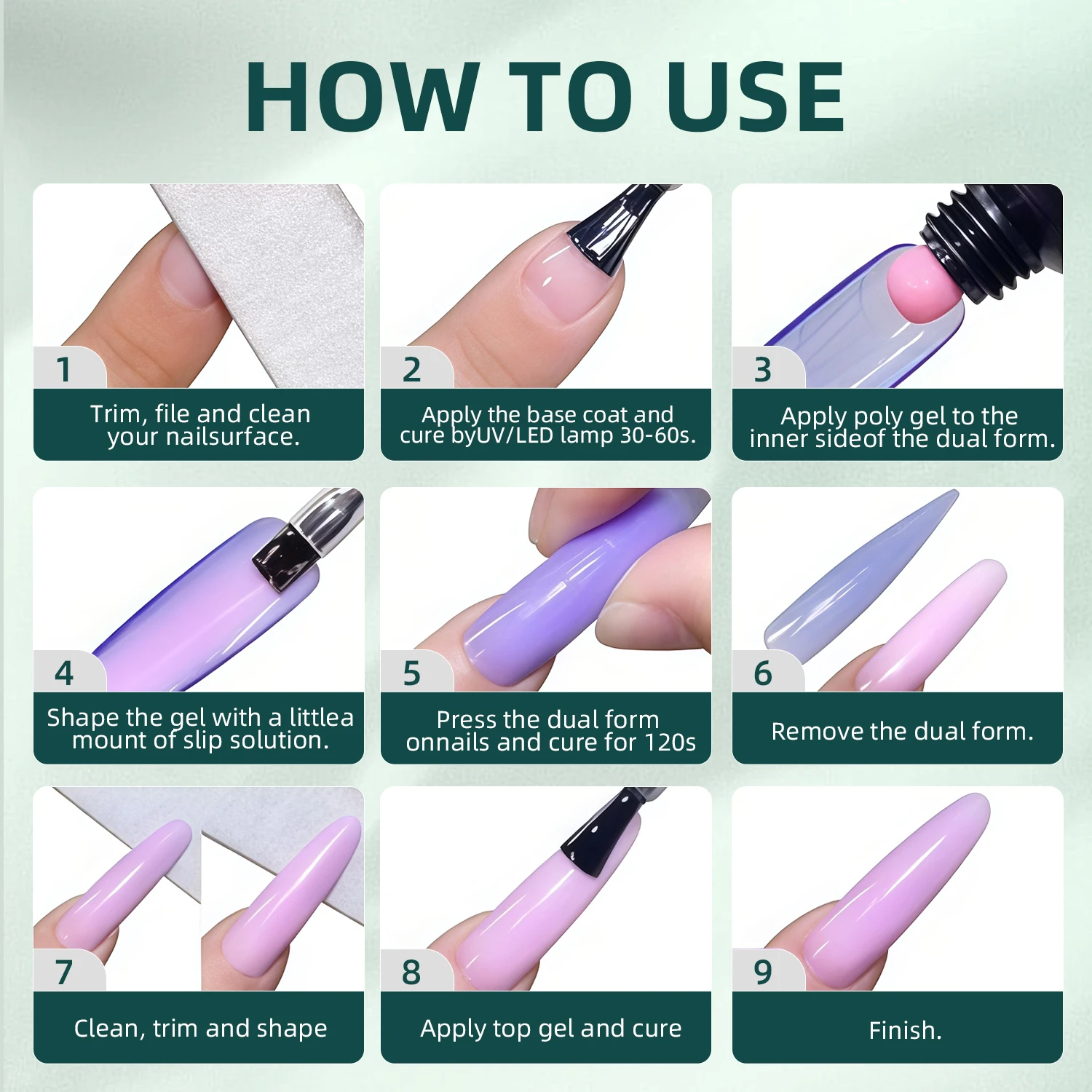 Nailpop Color Nail Dual Form Set Acrylic Extension Nail Forms Fake Nail Tips Gel Molds Full Cover Top Forms 288/120/122pcs