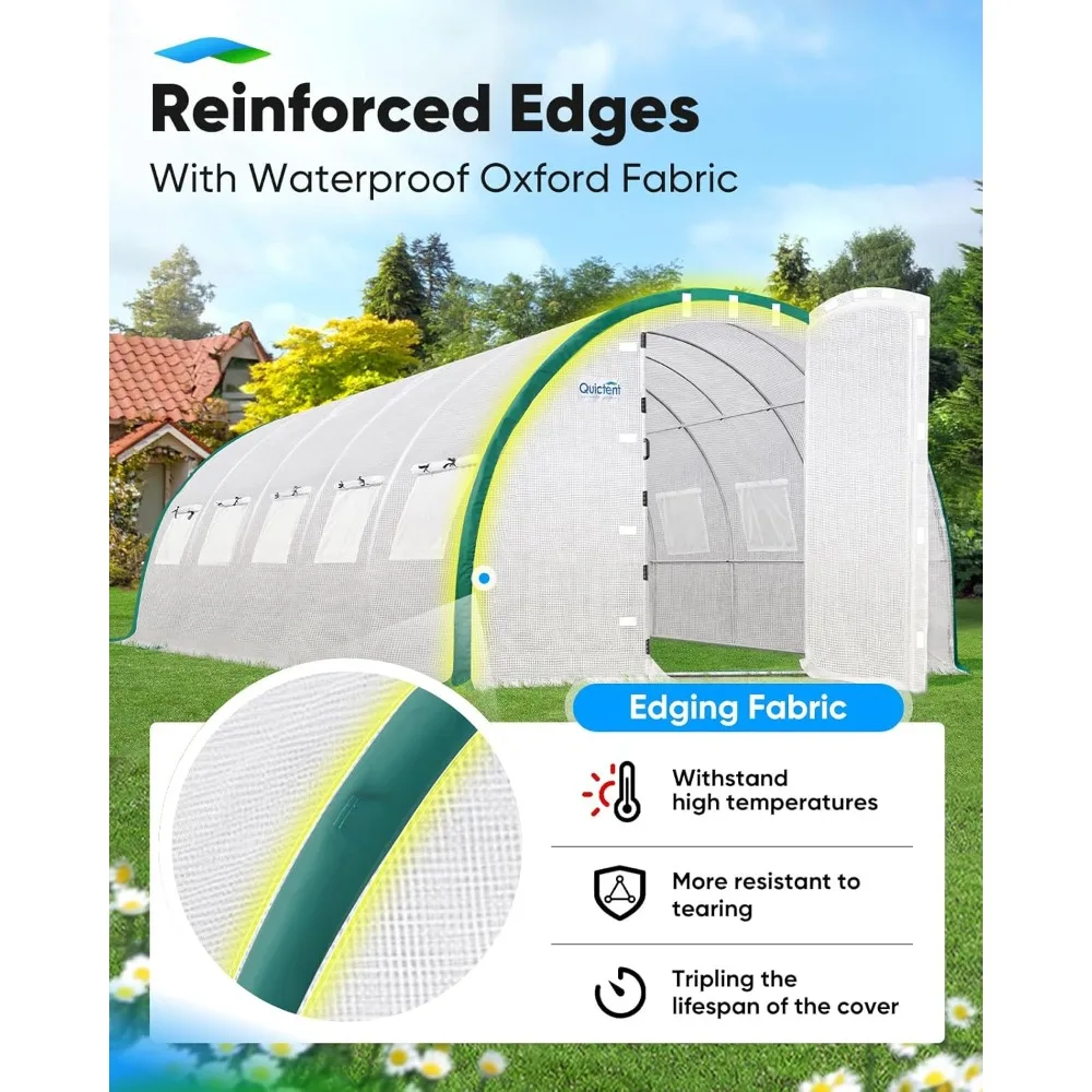 

Premium Outdoor Greenhouse with Revolving Door, Large Walk-in Greenhouse, Outdoor Garden Plant Tent, 25x10x6.6 Feet