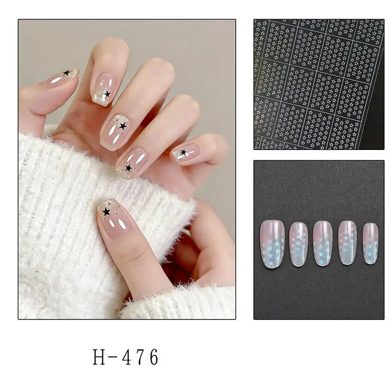 Star Love Hollow Out Nail Art Sticker Template Adhesive Stamping Decal for DIY Salon Manicure Tools Set