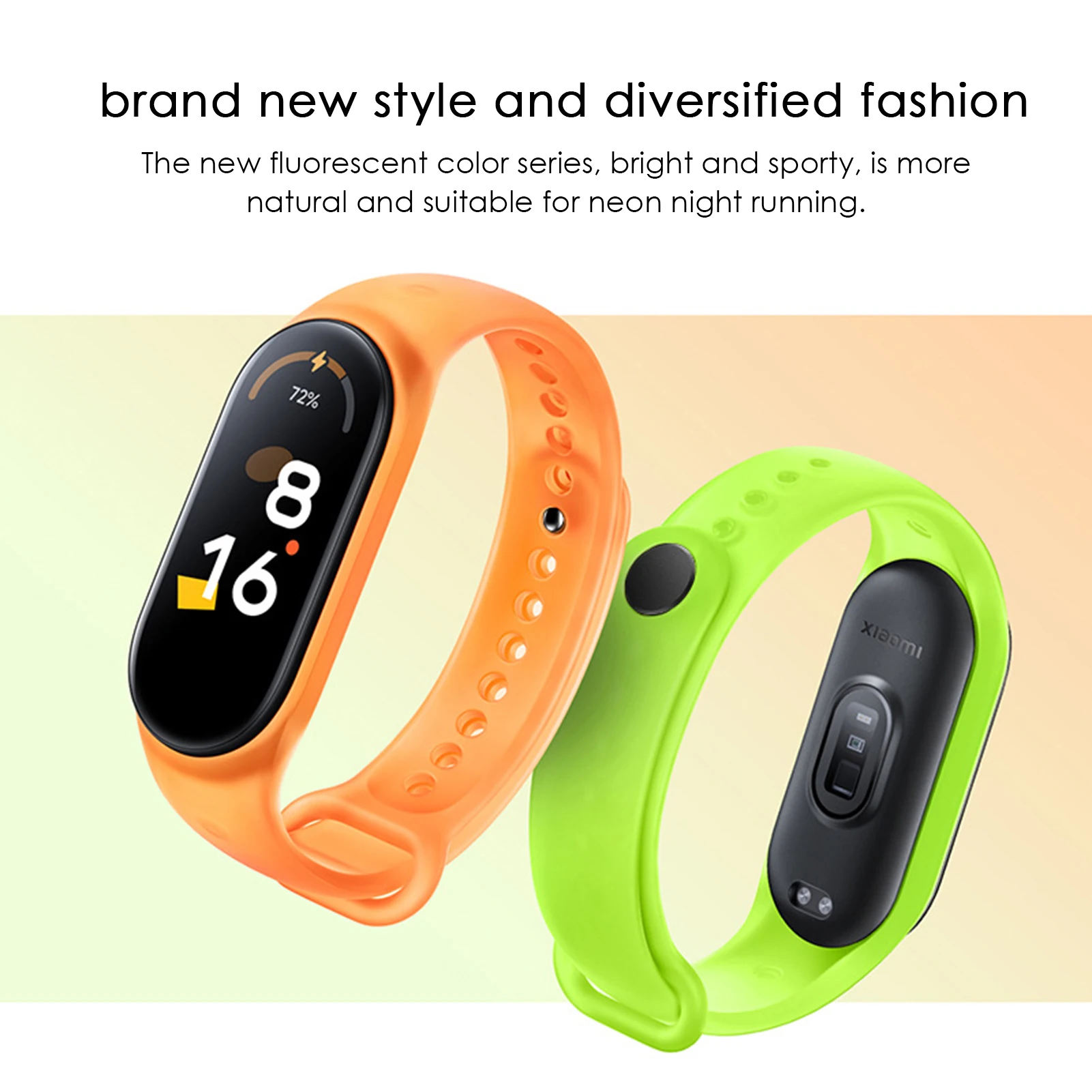 Сменный Браслет для смарт-часов Xiaomi Mi Band 5, 6/7, из термопластичного полиуретана (TPU), водонепроницаемый, флуоресцентный, зеленый, оранжевый