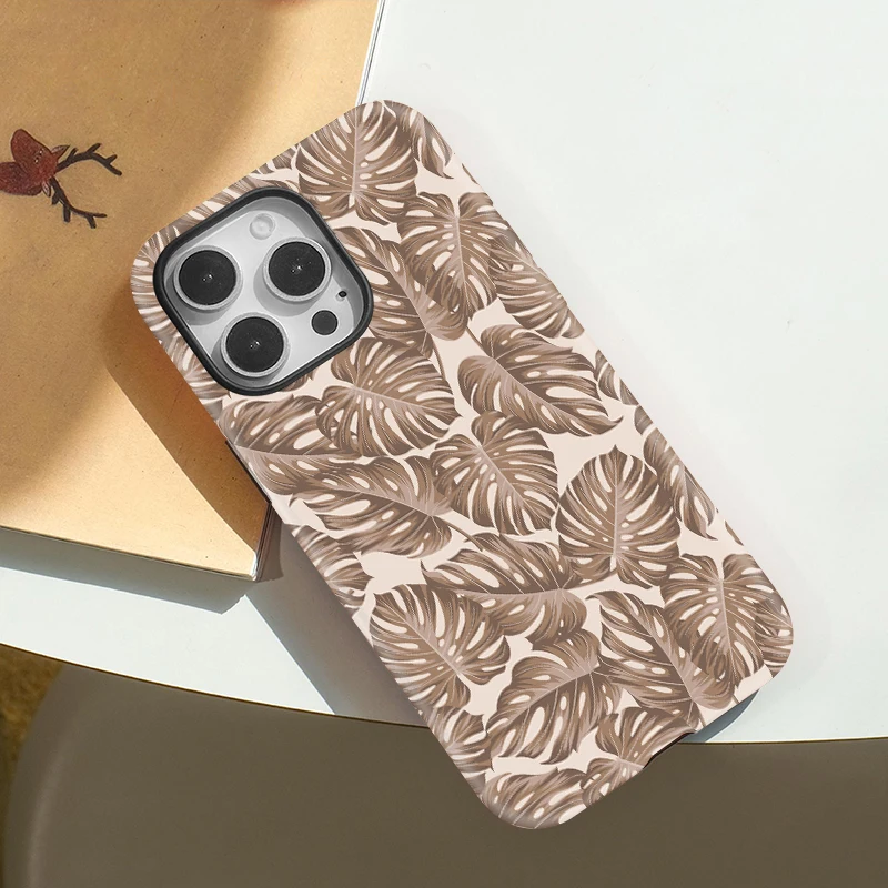 Handyhülle für iPhone 16 15 Pro Max 14 13 12 11 Plus Silikon Schutzhülle Acryl TPU Zwei in einem magnetischen Blätter Musterhülle