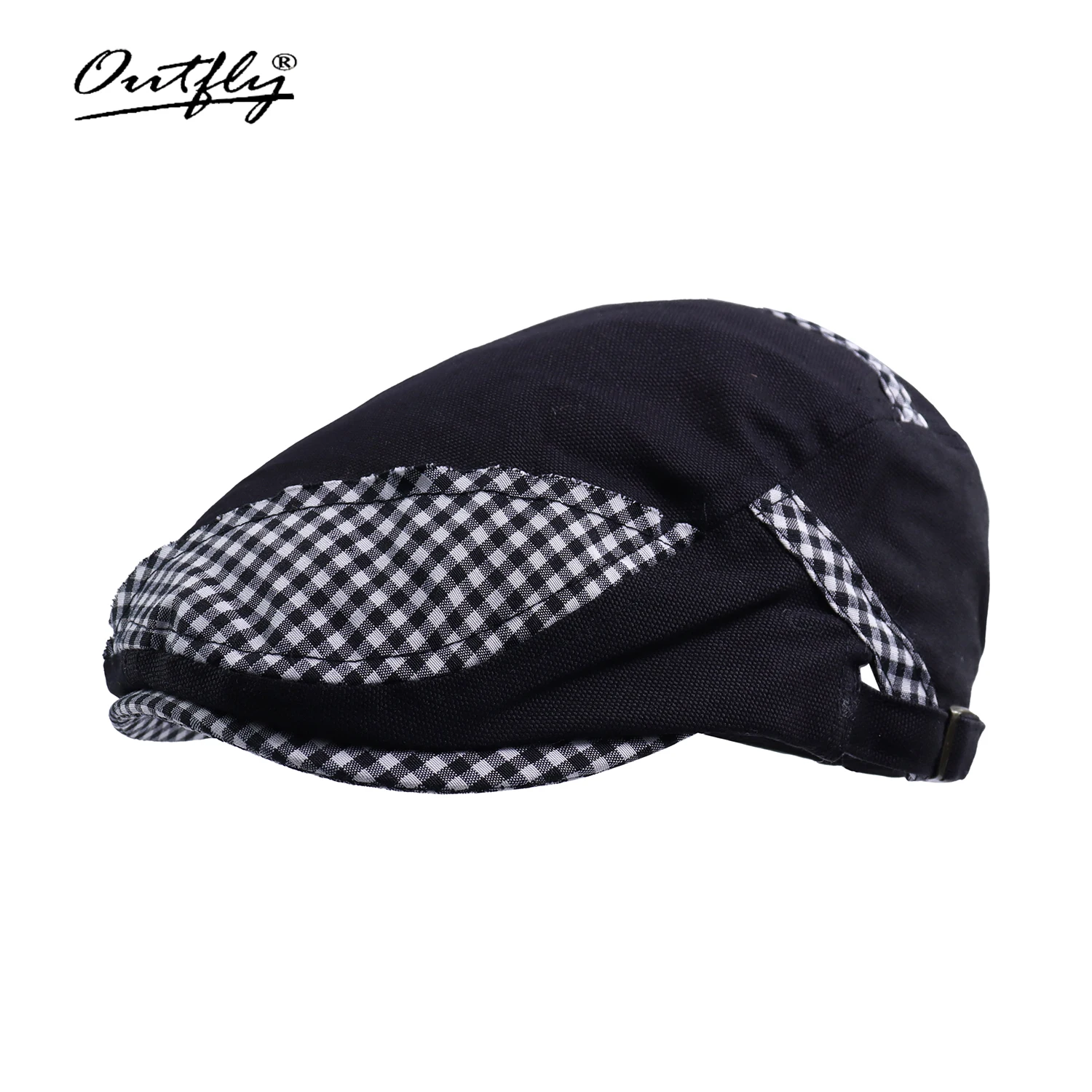 Outfly Plaid American Beret Hat, Vintage Classic Style, Breathable Comfort Fabric, Suitable for Outdoor Sports, Painting, Travel