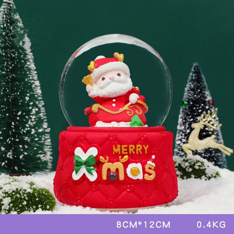 Ever Bright Christmas Music Box with Modern Design Hot Sale Santa Crystal Glass Ball