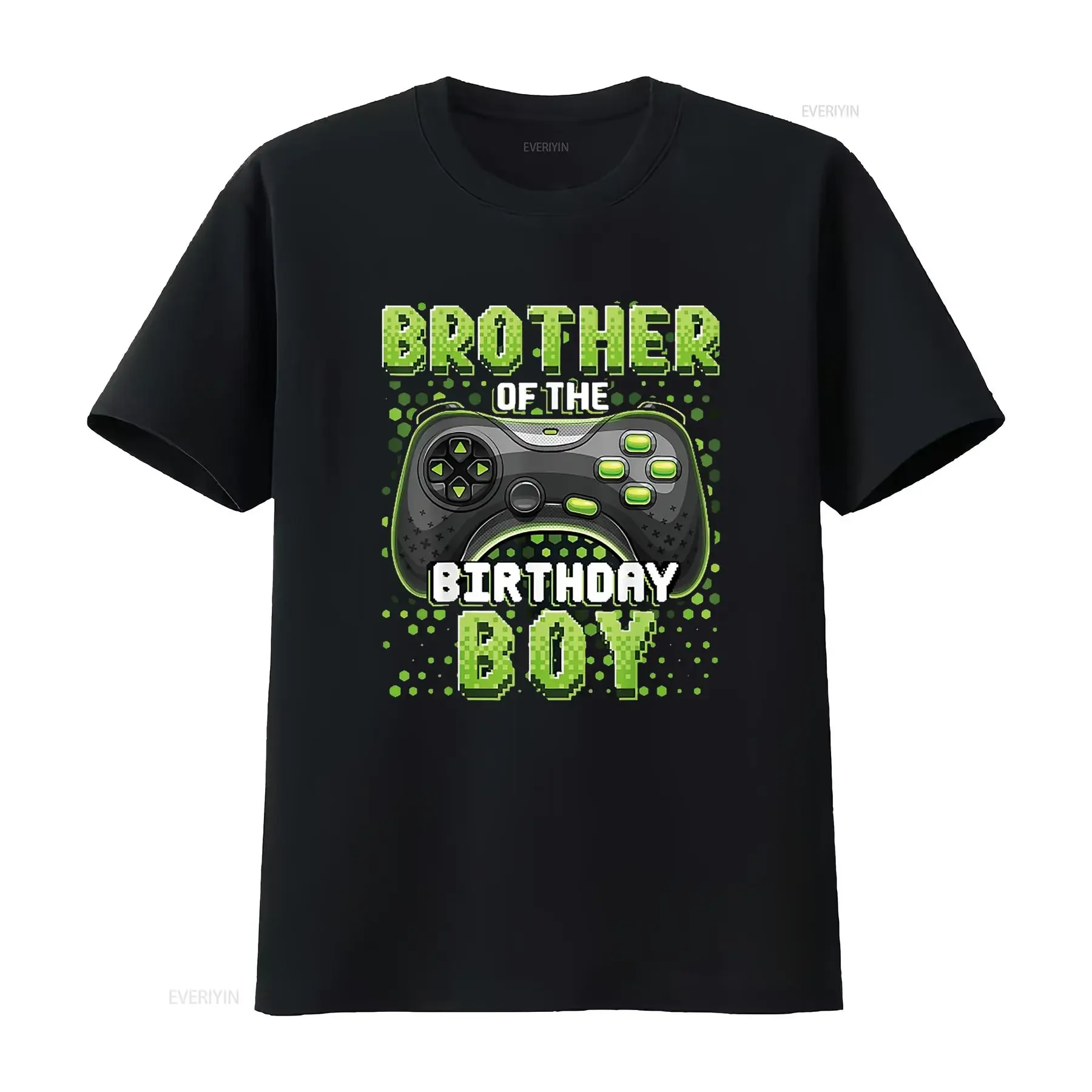 Brother of the Birthday Boy Matching Video Game T Shirt Black Small vintage Washed streetwear Breathable Slightly Casual