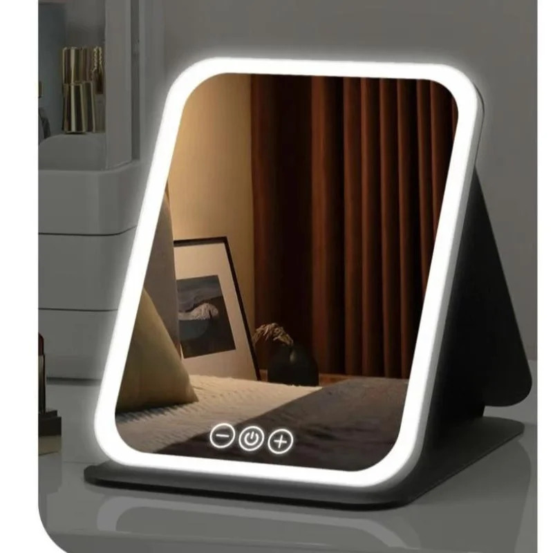 Portable LED Makeup Mirror,Foldable Makeup Mirror with Light, Desktop Fill Light Mirror For Student Dormitory & Office