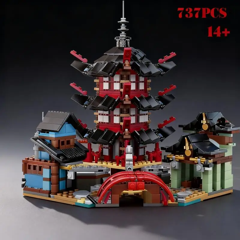 MINISO 2025 MOC معبد Airjitzu والتنين اللبنات تناسب 70612 70751 الطوب ألعاب تعليمية للأطفال