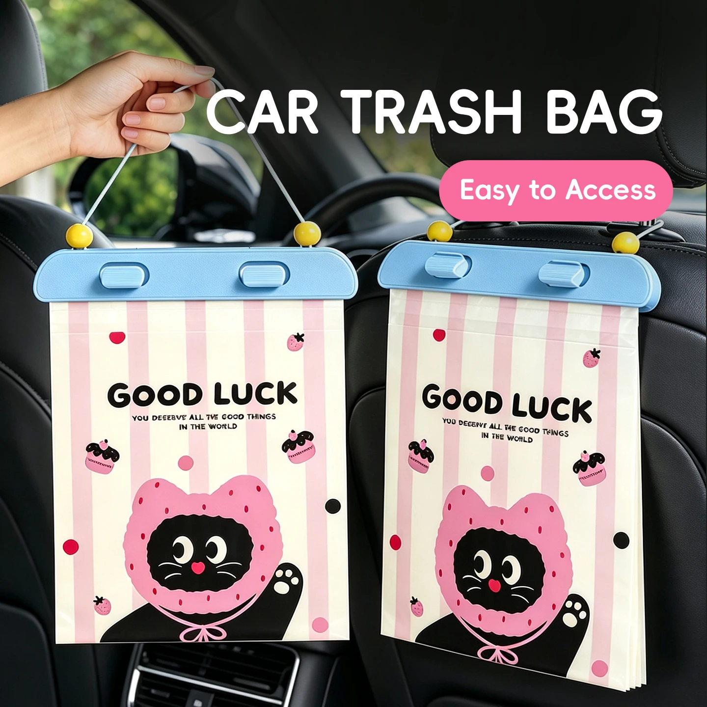 Cartoon Car Trash Bag Hanging Cute Garbage Bags for Vehicle Auto Interior 20 Pack Disposable Waste Storage Bag