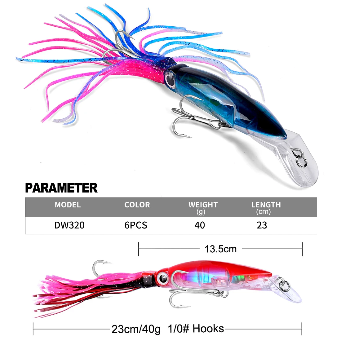 

New 14cm lure fish bait, plastic fish bait with whiskers, squid hard bait, 40g sea fishing bait, simulated fake fish bait
