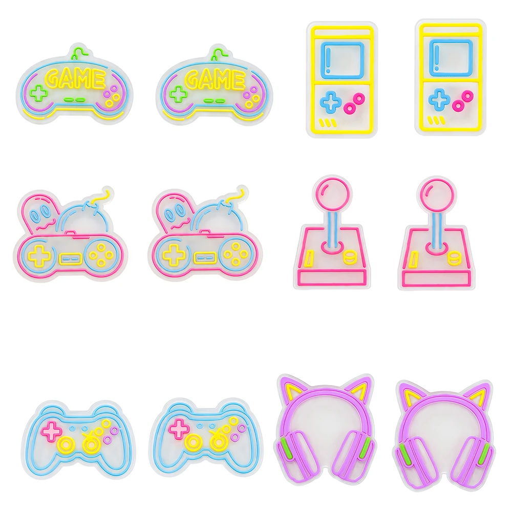 6/12pcs Gamepad Cute Shoe Charms For Slides Sandals, PVC Shoe Decoration Accessories For Christmas Birthday Gift Party Favor