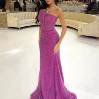 Customized High Quality Evening Dresses Elegant Vintage Sweet Sexy Pink Mermaid Beads Lace Formal Occasion Long Dress Sparkle 2