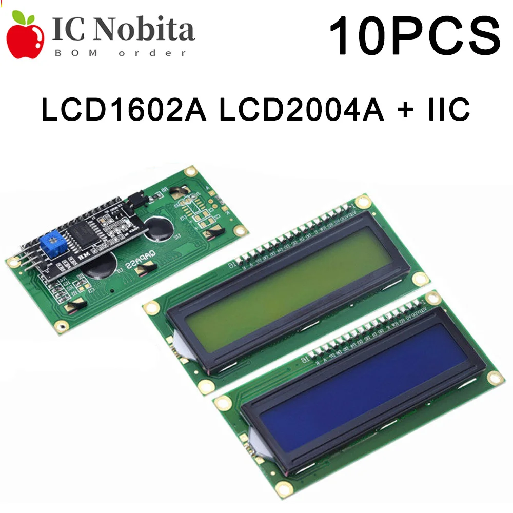 10PCS LCD1602A LCD2004A 5V 1602A 2004A LCD Display Module with Blue/Yellow-Green Backlight IIC/I2C Serial Adapter Board Included
