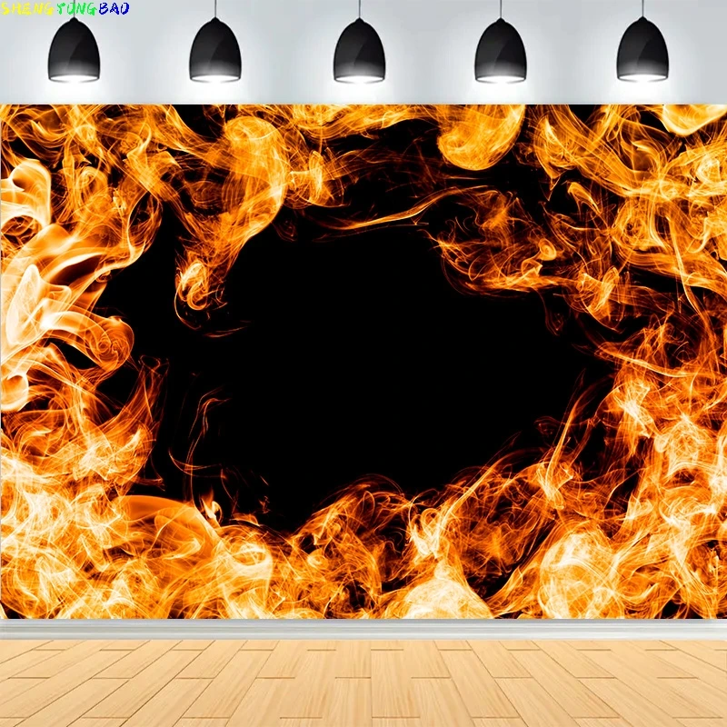 Weihnachten Urlaub Warmes Zuhause Fotografie Kulissen Kamin Knisternde Flammen Party Holz Brennen Foto Studio Hintergrund FD-02