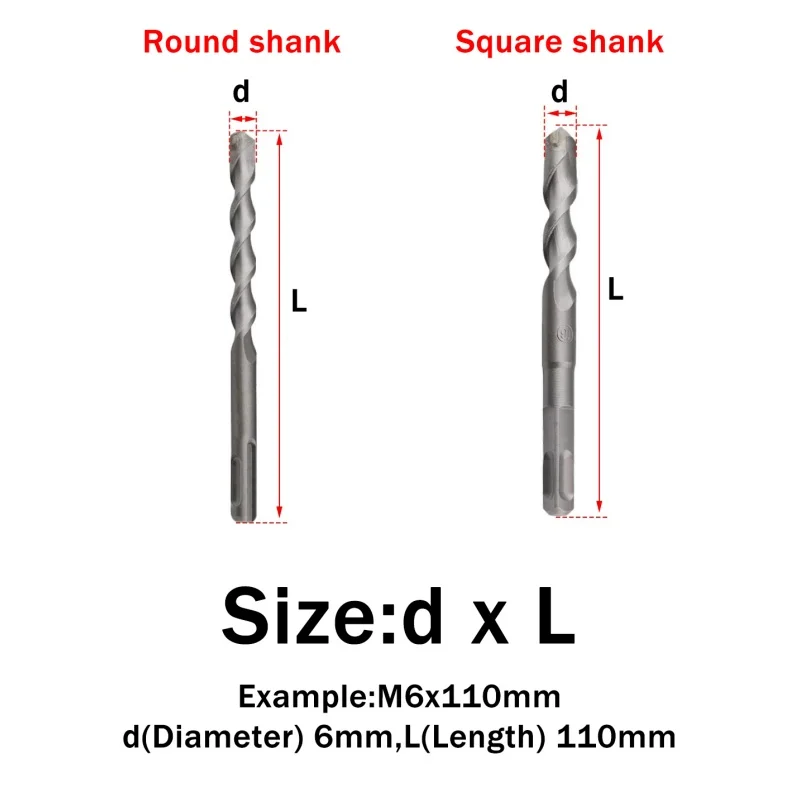 1Pcs 6/8/10/12/14/16/18/20mm SDS PLUS Shank Electric Hammer Drill Bit Chrome Vanadium Steel for Masonry Concrete Rock Stone Bits