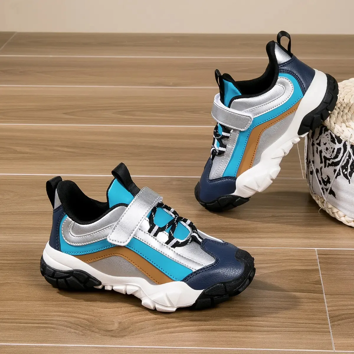 

High Tops Kids Sneakers Autumn Winter Children Sport Shoes Soft Breathable Patchwork Color Unisex Boys Girls Hiking Shoes