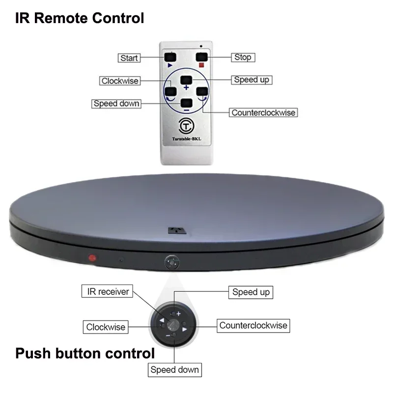 black metal Electric turntable rotating Stand rotary plate with Outlet for powered Christmas tree display