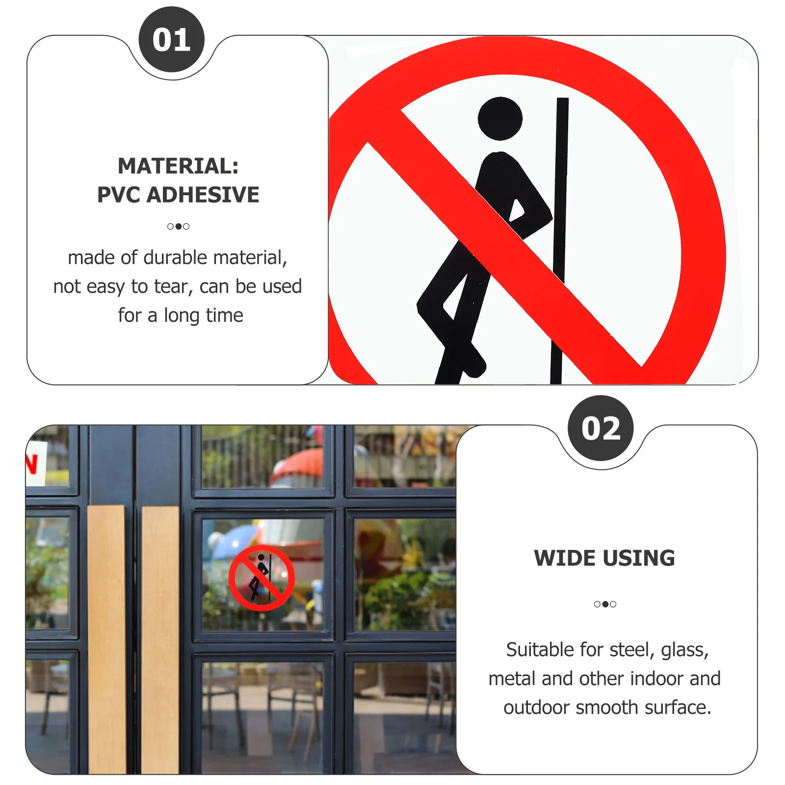 5 قطعة ملصقات علامة تحذير السلامة لا يميل شارات لاصقة مستديرة لورشة عمل مصنع الأسطح المعدنية الزجاجية دائم #5