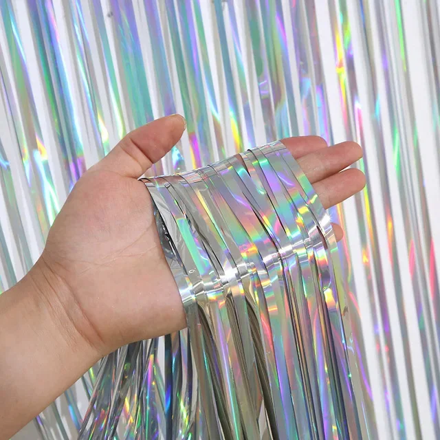 274 X 75CM Shiny Disposable Laser Rainbow Table Skirt for Birthday Wedding Baby Show Holiday Grand Event Disco Party Decoration