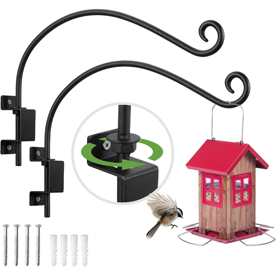 

2 Pack Swivel Plant Hangers Outdoor 16 Inch Heavy Duty Wall Plant Hooks for Hanging Plant Baskets Bird Feeder Lanterns Wind Chi