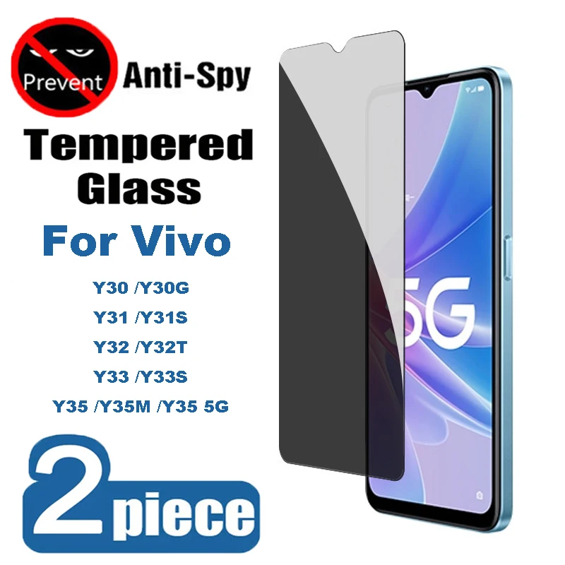 

2PCS Privacy Screen Protector For Vivo Y30G Y31S Y32T Y33S Y35M Y30 Y31 Y32 Y33 Y35 5G Anti-spy Tempered Glass Films