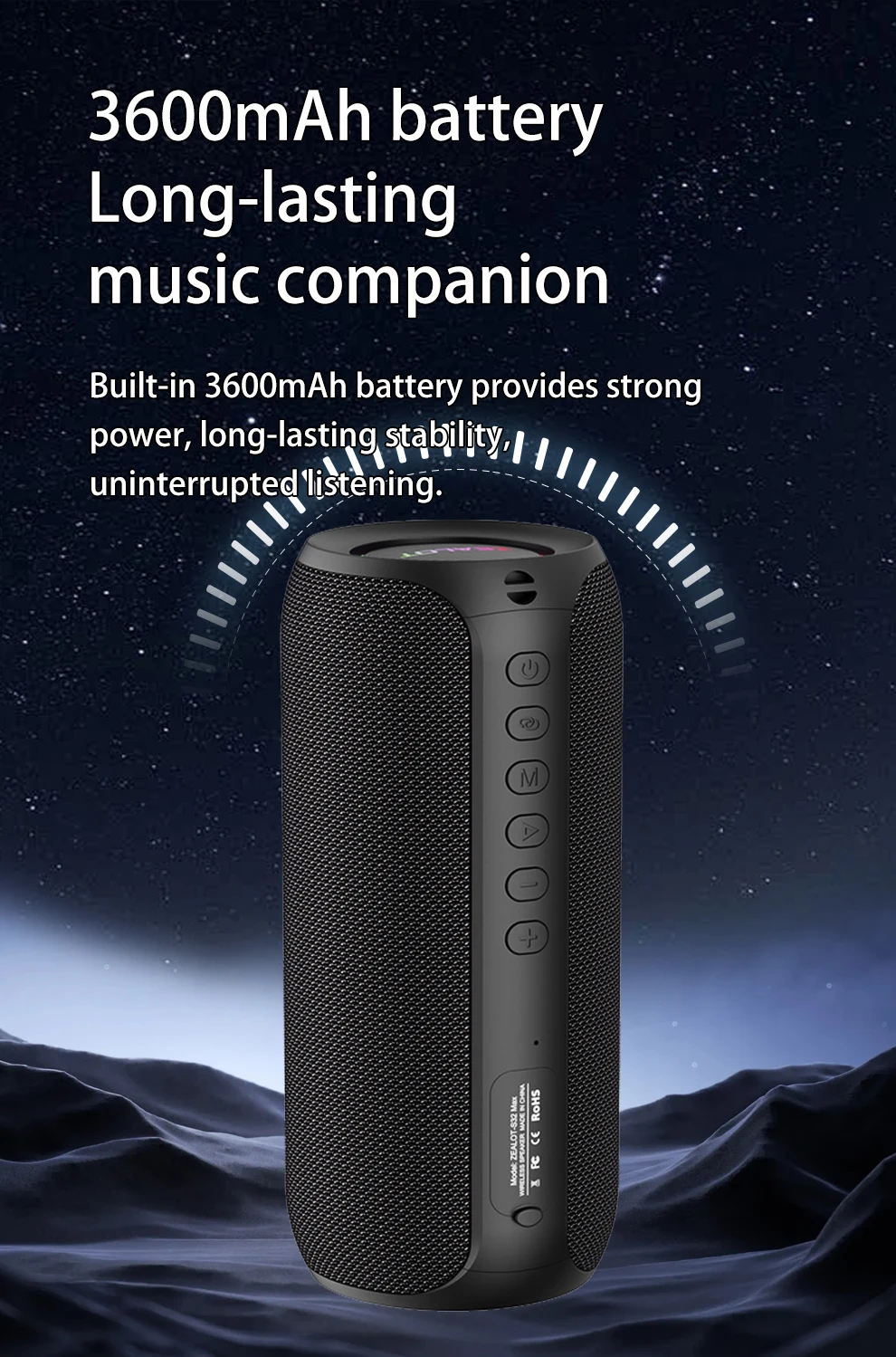ZEALOT-S32MAX Tragbarer Bluetooth-Lautsprecher 20W Wasserdichter Kabelloser Lautsprecher Leistungsstarker Klang Bassverstärkung Ultra-Lange Akkulaufzeit – Detail 12