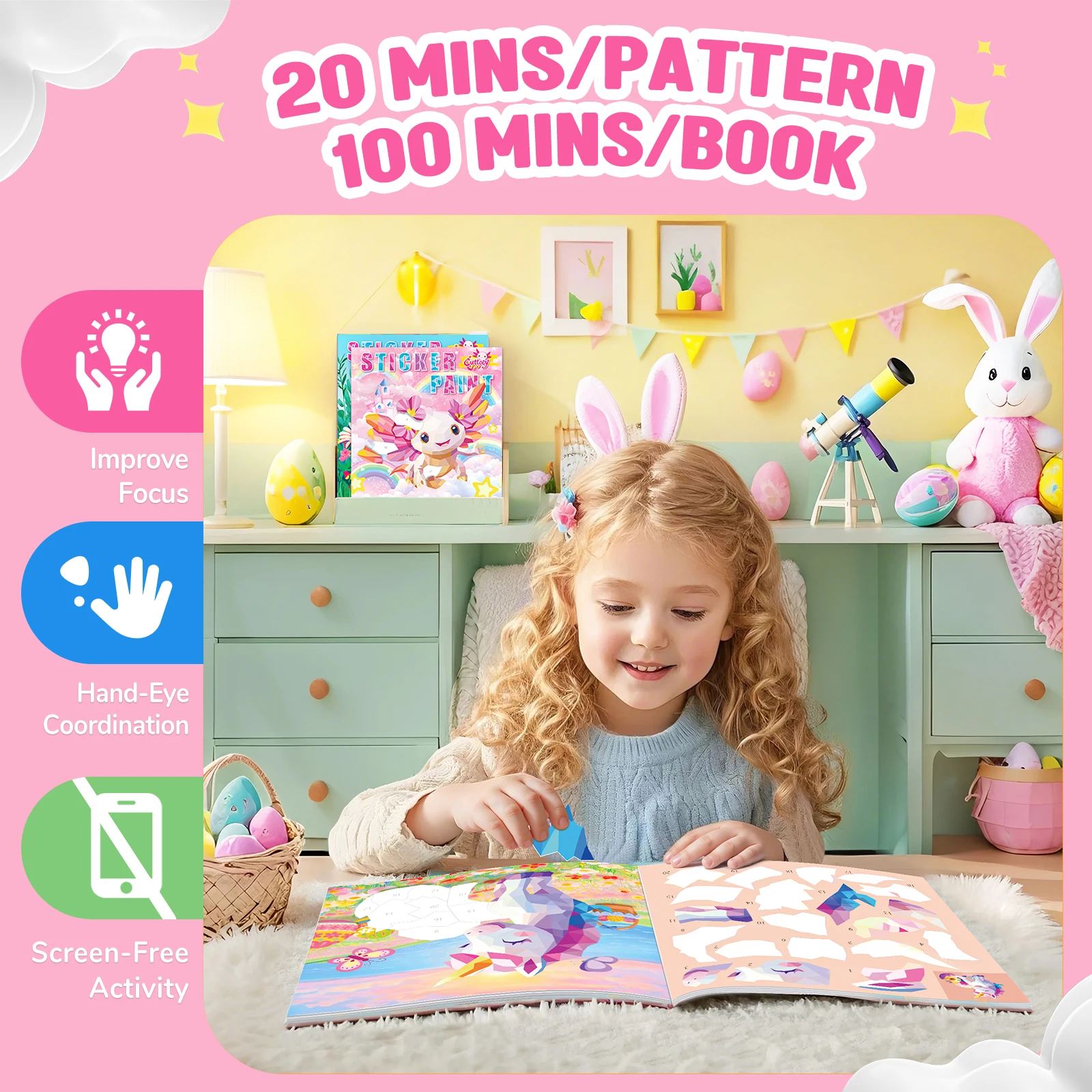 1-4 قطعة كتاب ملصقات الطلاء حسب الرقم ملصقات يونيكورن كتاب الطلاء للأطفال هدية ملصق حسب الرقم ألعاب السفر القرطاسية للأطفال الصغار