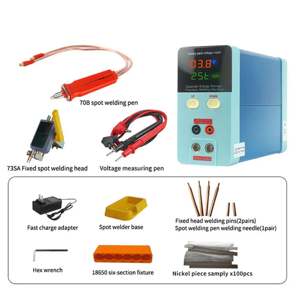 Soldador de mano de detección de voltaje CC multifuncional 801A +, soldadura por puntos de batería, almacenamiento de energía pequeño integrado