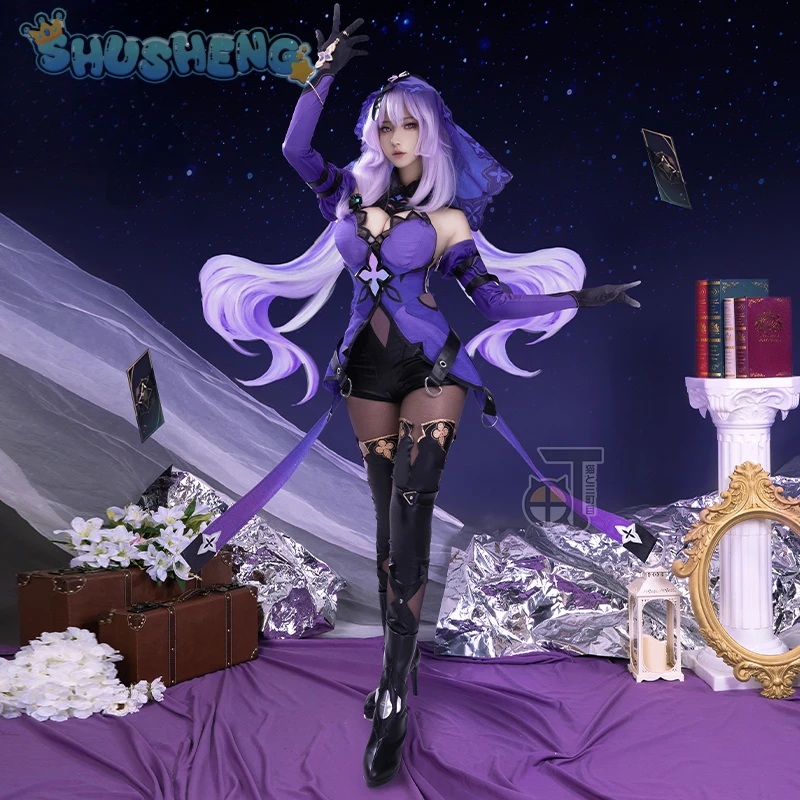 Black Swan Cosplay Honkai:Star Rail Costume Jumpsuit leg covers gloves stockings Halloween party sexy mysterious purple uniform