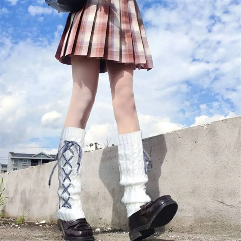 Knee High Socks Japanese Style Sweet Leg Warmers Y2K Warm Stacked Versatile Women's Mid-Calf Foot Covers