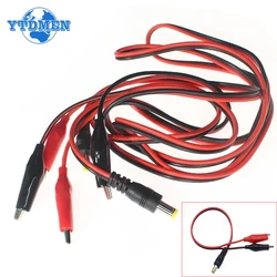 1PCS 2 Alligator Clip 1 Male or Female DC Power Plug Connector Medium Alligator Clip Cables 1m/0.5M/0.27M 5.5*2.1mm Test Leads