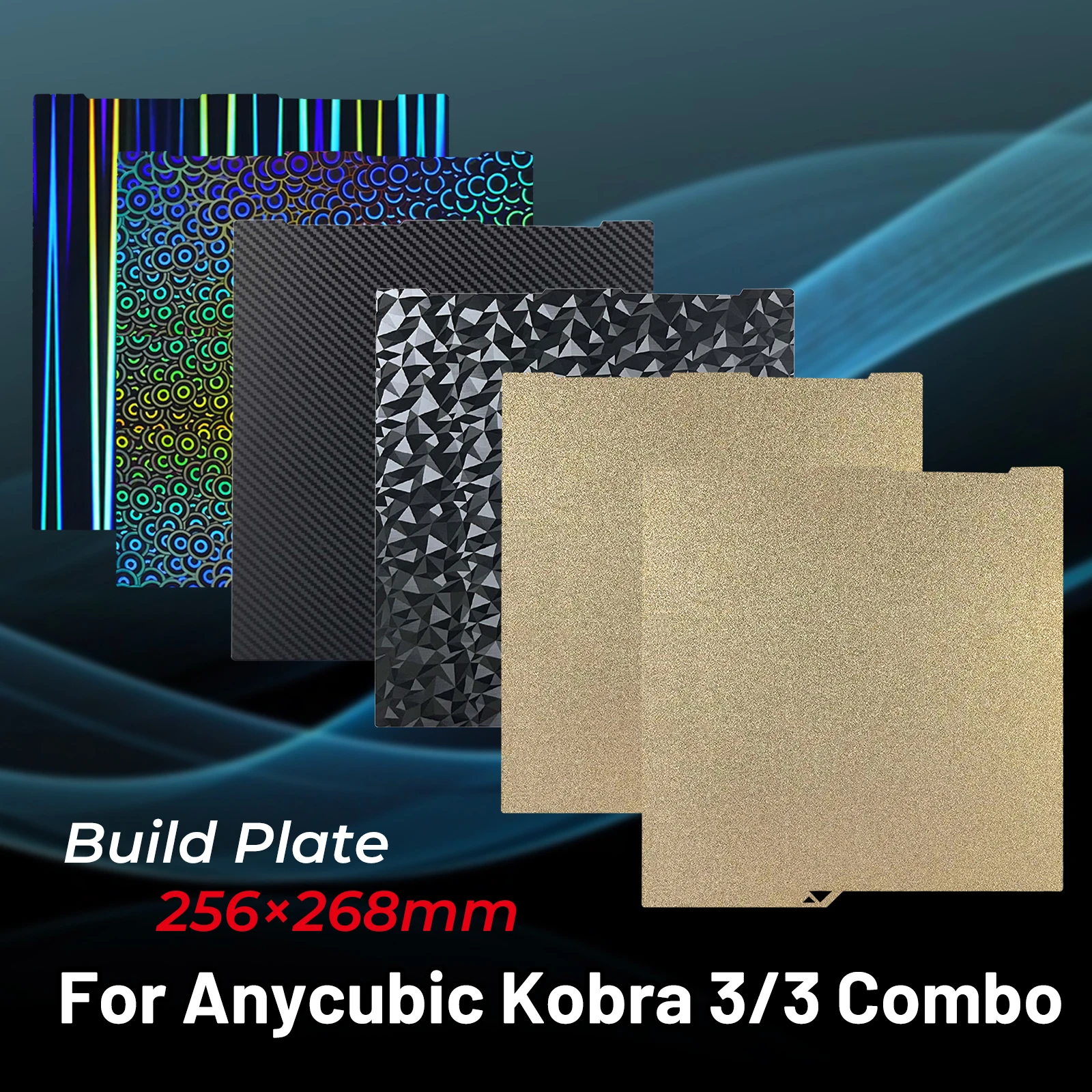 For Anycubic Kobra 3 Combo 256x268mm Build Plate Textured PEI Smooth PEI PET PEO Spring Steel Plate For Anycubic Kobra 3/3 Combo