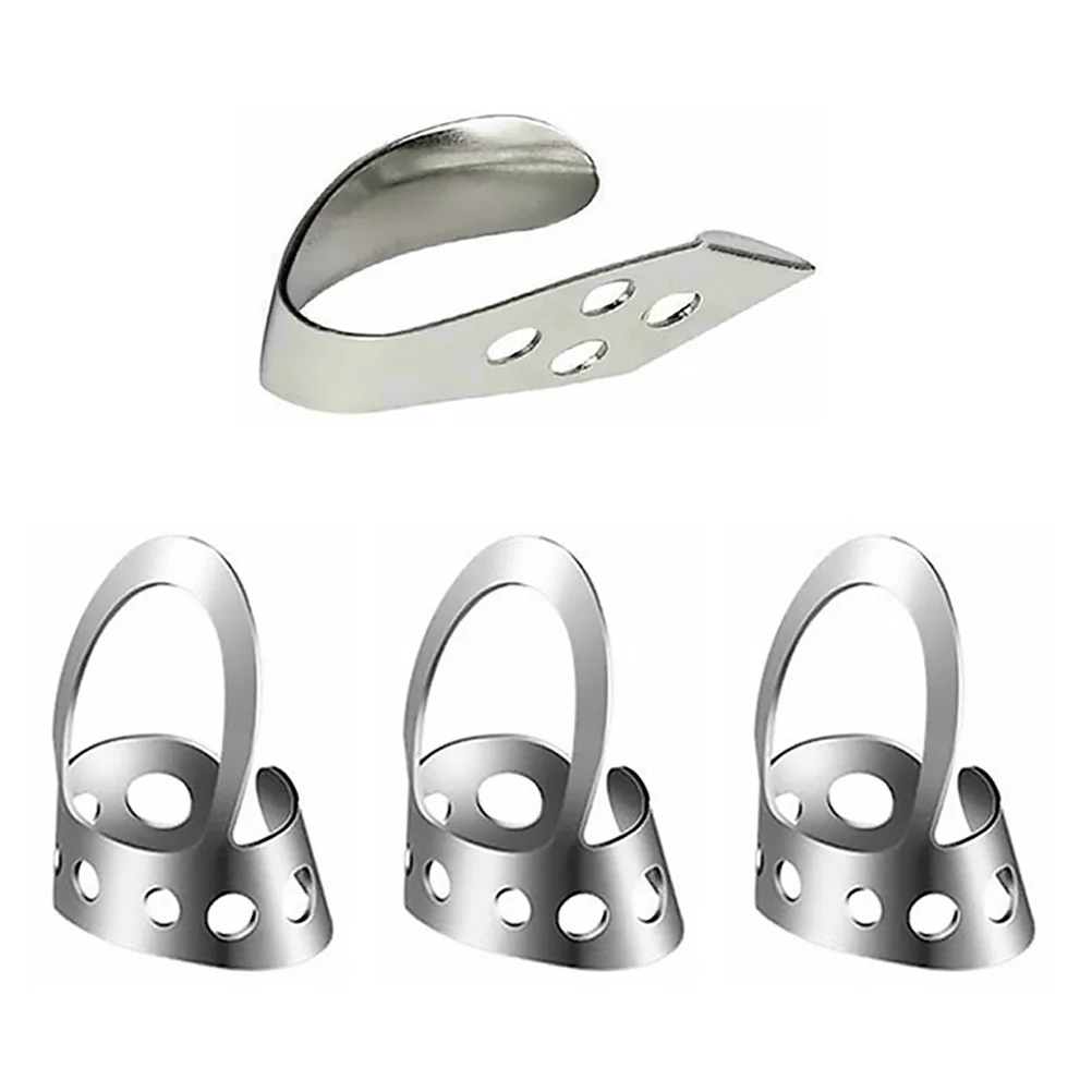 

4Pcs Ukulele Thumb Pick Hollowed Adjustable Stainless Steel Finger Picks for Guitar Banjo Bass Strings Thumb Pick