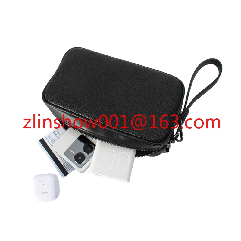 Genuine Leather Fingerprint Lock Men Bag Anti Theft Genuine Leather Wallet Cow Hide Business Clutch Handbag