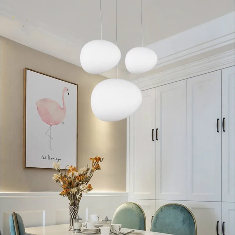 Modern Pendant Light Led Glass Ball White Nordic Hanging Lighting Fixture Living Room Bedroom Dining Corridor Kitchen Decor Lamp