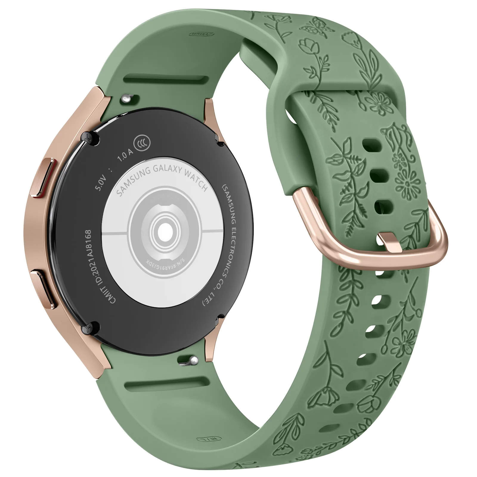 20Mm Bloem Gegraveerde Horlogeband Voor Samsung Galaxy Horloge 6/5/4 40Mm/44Mm 5pro 45Mm Horloge 6 4 Klassieke 43Mm/47Mm 42Mm/46Mm Band