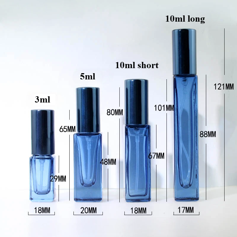 20 Stück 3ml/5ml/10ml Quadratische Leere Glas-Parfüm-Sprühflaschen Nachfüllbare Duft-Zerstäuber Tragbare Flüssigkeitsbehälter – Detail 2