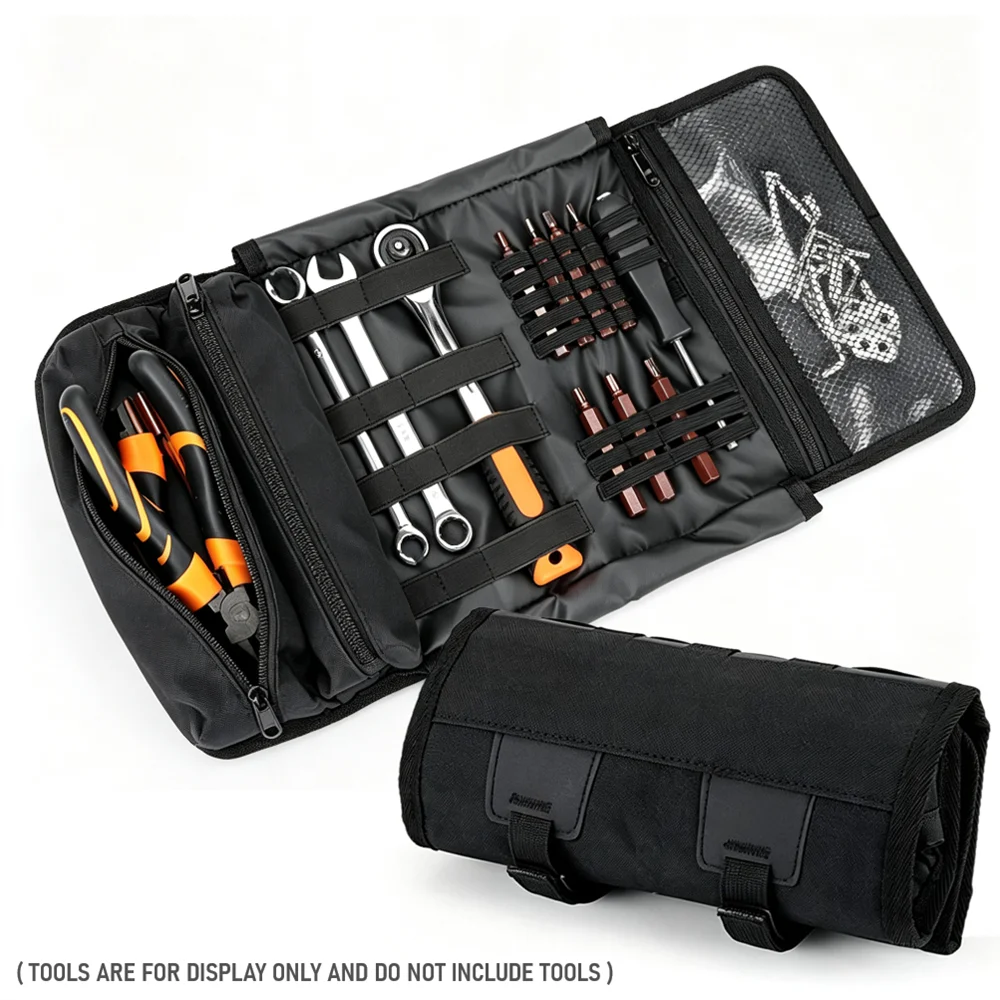 Tool Bag Large Wrench Roll Up Portable Pouch Bag Folding Storage Kit Pockets Kit for Motorcycle/Motocross Riding